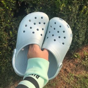 Blue Metallic Crocs